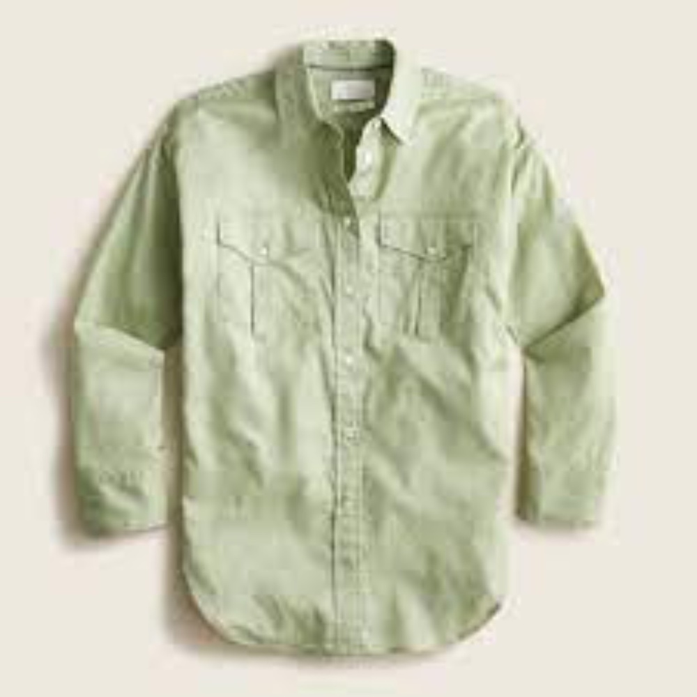 NWT J Crew Relaxed-fit Shirt Herringbone Twill Size 14
